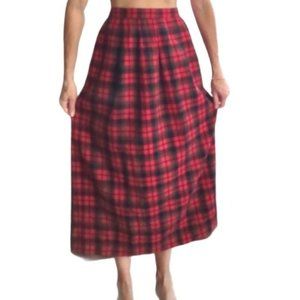 Orvis 14 Red Green Plaid Maxi Skirt Cotton Vintage USA Modest School Teacher